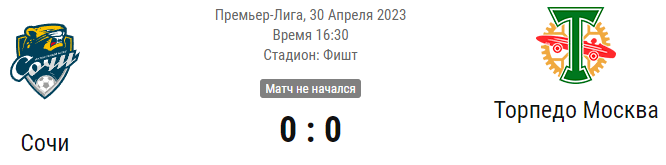 Прогноз и ставки на матч Сочи - Торпедо Москва