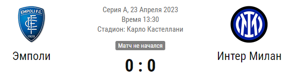 Прогноз и ставки на матч Эмполи -  Интер
