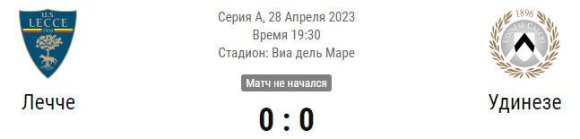 Прогноз и ставки на матч Лечче — Удинезе