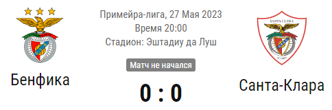 Прогноз и ставки на матч Бенфика - Санта-Клара